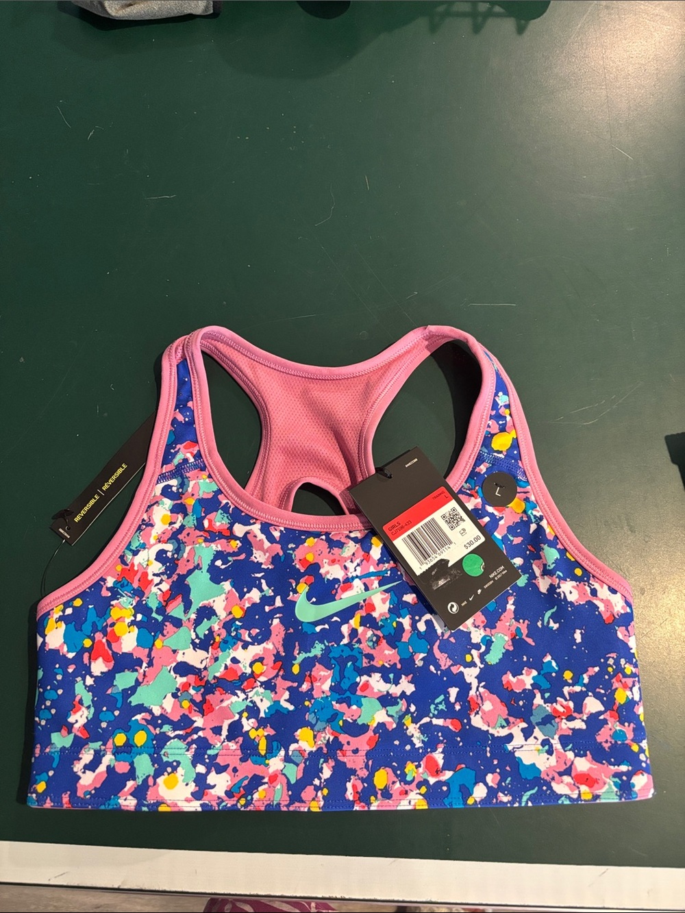 Nike Girls Blue & Pink Printed Racerback One-Piece